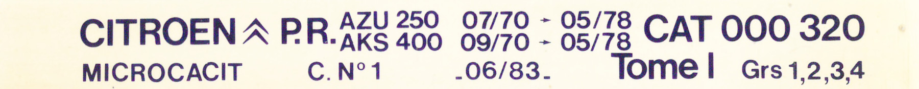 CAT000320 Catalogue pièces rechange Citroën AZU250 AKS400 07/70►05/78 06/83