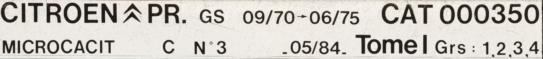 CAT000350 Catalogue pièces rechange Citroën GS 09/70►06/75 05/84