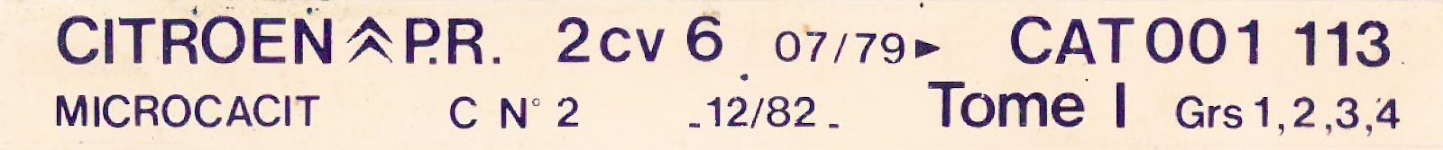 CAT001113 Catalogue pièces rechange Citroën 2CV 07/79► 07/82