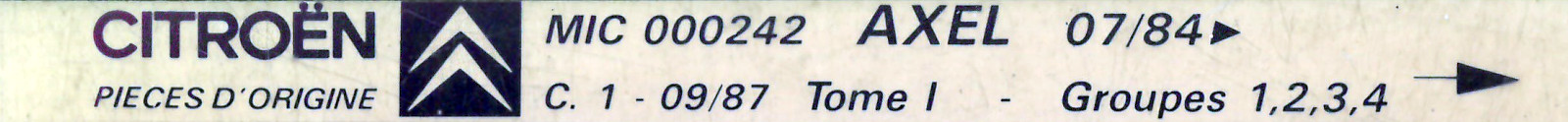 MIC000242 Catalogue pièces rechange Citroën Axel 07/84► 09/87