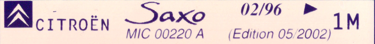 MIC00220A Catalogue pièces rechange Citroën Saxo 02/96► 05/2002