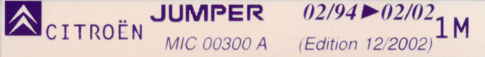 MIC00300A Catalogue pièces rechange Citroën Jumper 02/94►02/02 12/2002