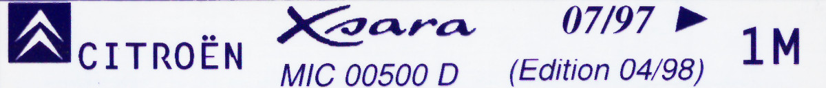 MIC00500D Catalogue pièces rechange Citroën Xsara 07/97► 04/98