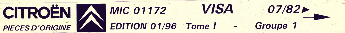 MIC01172 Catalogue pièces rechange Citroën Visa 07/82► 01/96